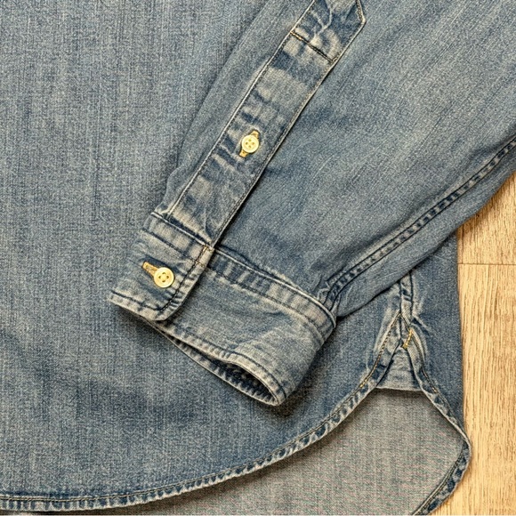 Ralph Lauren Women’s Cropped Boxy Denim Shirt Size XL Cotton Zaia Wash - Picture 10 of 16